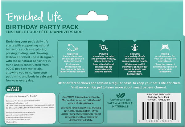 Oxbow Birthday Party Pack, Rabbit & Guinea Pig Toys, Bunny Enrichment Toys | Rabbit Chew Toys, Guinea Pig Enrichment, Guinea Pig Chew Toys, Rabbit Enrichment, Natural Materials, Small Pet Accessories3