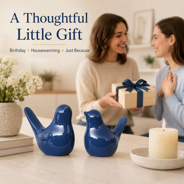 Small Ceramic Bird Statue and Sculpture for Home Decor Accents,Modern Animal Ornaments for Living Room,Bedroom,Coffee Table Centerpiece,Bookshelf,Cabinets,Cute Knick Knacks for Shelves (Blue)7