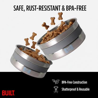 BUILT 38 Oz Dog Bowl - Non-Skid Pad & Soft Grip Ring - Double Wall Stainless Steel, Bpa-Free, Non-Porous & Rust-Resistant - Pet Food & Water Bowl for Dogs & Cats - Heavy Duty (Grey)6