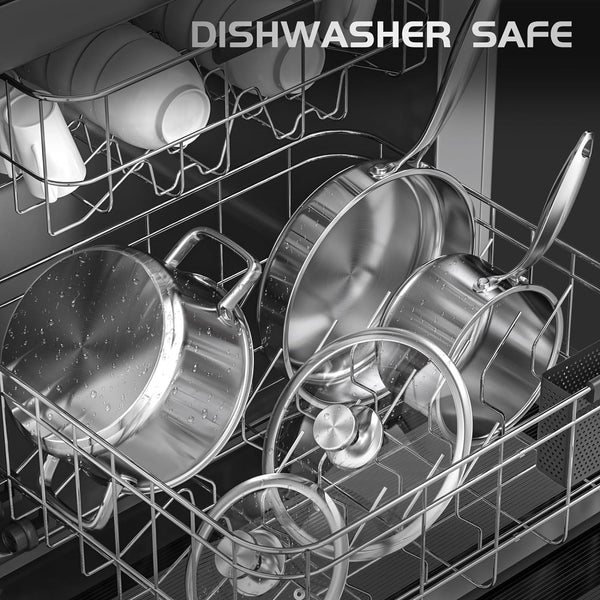 Pots and Pans Set Non Toxic, 16Pcs Stainless Steel Cookware Set with Steamer, Kitchen Induction Cookware with Utensil Sets, Pot Protectors and Apron for Oven & Dishwasher Safe8