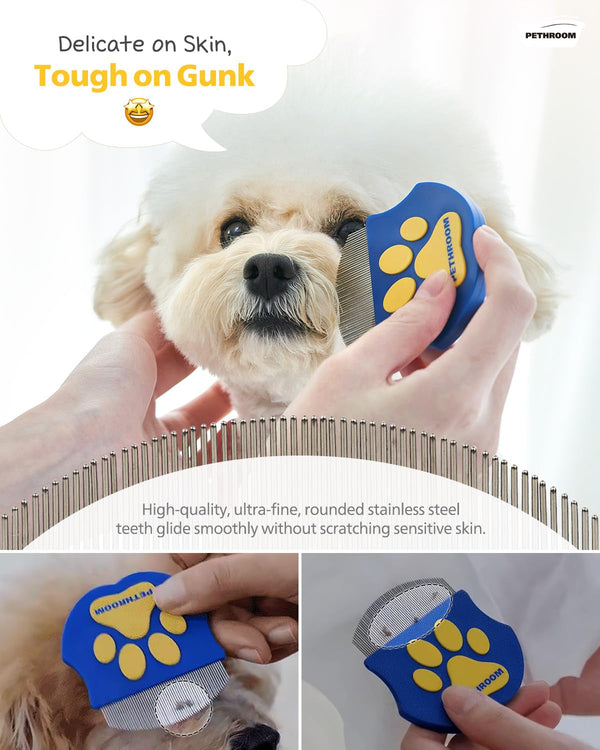 PETHROOM Professional Eye Comb for Pets, Stainless Steel Tear Stain Remover | Gentle Round-Head Grooming Tool for Cats & Dogs, Compact & Portable for Eye Gunk Removal5