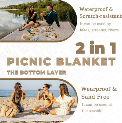 2 in 1 Extra Large Rug Outdoor Picnic Blanket Waterproof Woven Boho Mat Giant Beach Towel Travel Essential Yoga Accessories Park Patio Lawn Garden Ground Music Festival Concert Must Have4