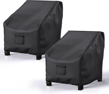 2 Pack Outdoor Patio Chair Covers Waterproof 38"Wx31"Dx29"H, Black | Patio Furniture Covers Protect from Rain, Dust & UV; Heavy-Duty Oxford Fits Lounge, Deep Seat & High Back Chairs on Lawns1