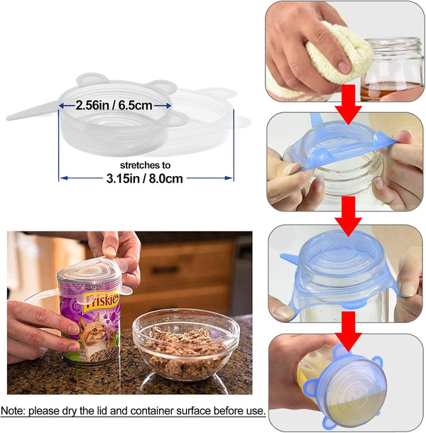 Silicone Can Lids (10 Pack, All 2.6'' Diameter), Reusable Silicone Stretch Lids for Pet Food Cans, Bpa-Free Seal Can Covers for Yogurt Jars Soda Regular Mason Jars Canned Pet Foods3