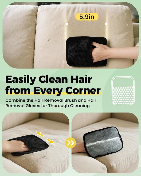 Carpet Rake for Pet Hair Removal Tool - 4 in 1 Pet Hair Remover Kit for Dog Cat Fur Remover, Contain 60" Adjustable Rubber Broom, Glove, Magic Brush and Scraper for Furniture,Short Pile Carpets, Mats6