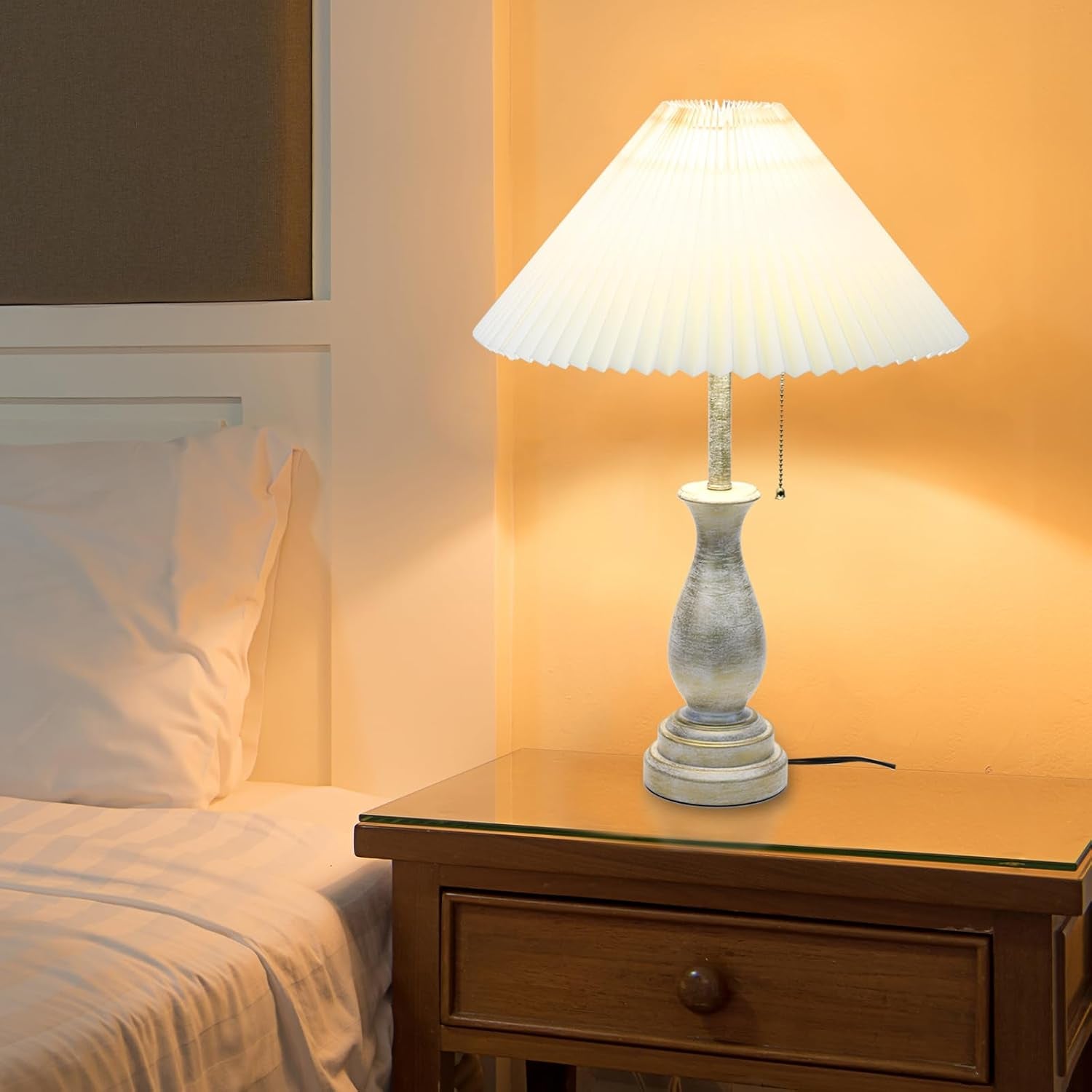 farmhouse-table-lamp-with-pull-chain-switch-3-way-table-lamp-rustic-modern-nightstand-lamp-bedside-desk-lamp-with-fabric-shade-for-living-room-bedroom-hotel-pack-1-folding-lampshade