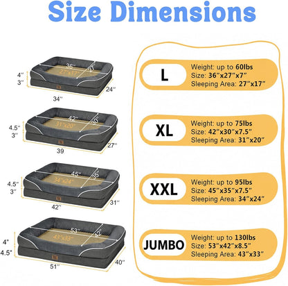 Chez Paw Waterproof Orthopedic XL Dog Bed for Large and Extra Large Dogs | Egg Crate Foam, 4-Sided Bolster Support, Waterproof Liner, Non-Slip Bottom, Machine Washable Cover, 42 X 30 Inch7