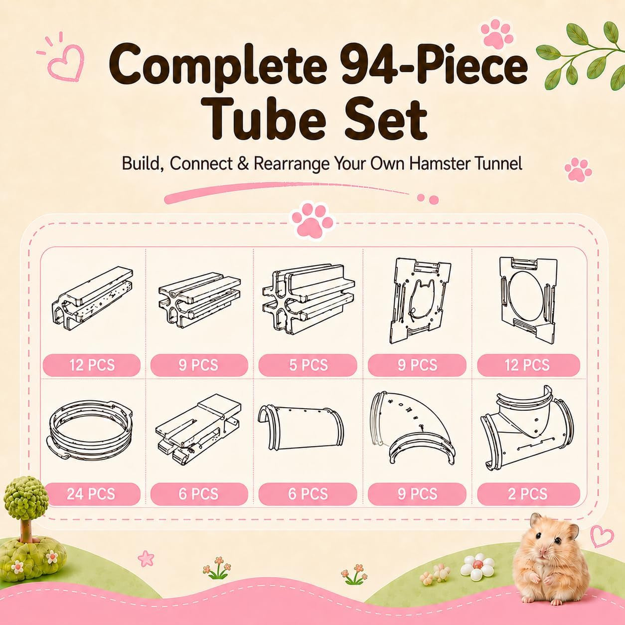 94-pcs-diy-hamster-tunnel-tube-set-clear-small-animal-cage-tube-kit-can-easy-viewing-2-inch-diameter-exercise-playground-for-dwarf-hamsters-mice-gerbils