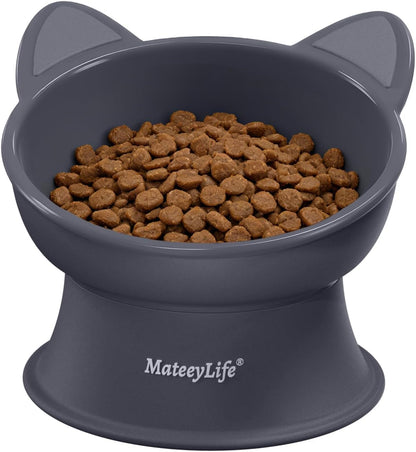 Mateeylife 2 Pack Elevated Cat Food Bowls for Indoor Cats & Kittens | Raised Food and Water Bowl Set, Whisker Friendly & anti Vomit Feeding Pet Bowls, 6 Oz Each, Dishwasher Safe - White & Grey10