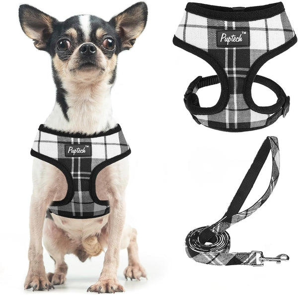 PUPTECK Soft Mesh Dog Harness Small Sized and Leash Set Pet Puppy Cat Comfort Padded Vest No Pull Harnesses, Beige, S34