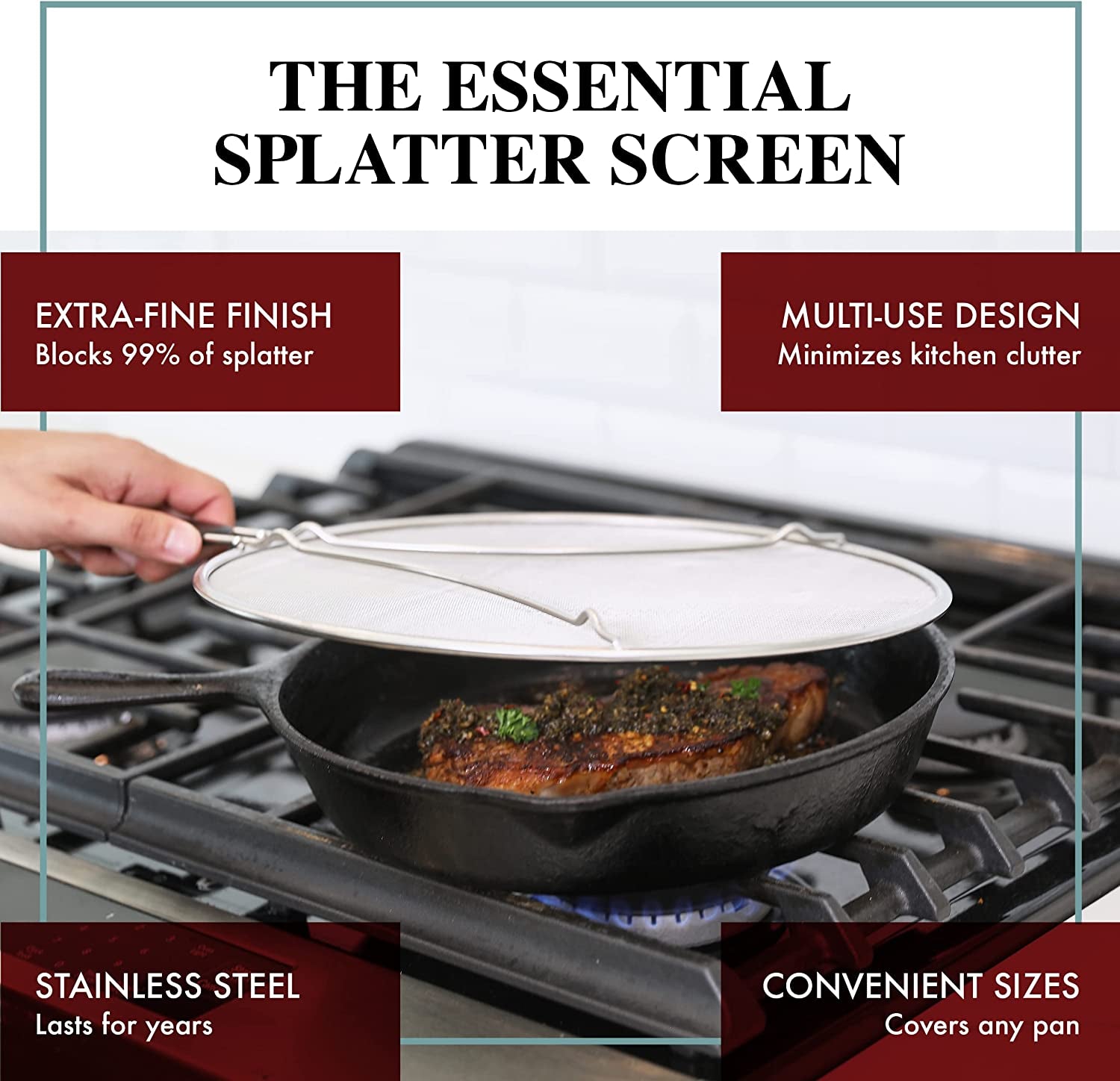 splatter-screen-for-frying-pan-11-5-inch-stainless-steel-grease-splatter-guard-cover-oil-splash-when-sizzling-bacon-cooking-fried-chicken-or-popcorn