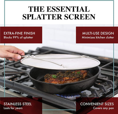Splatter Screen for Frying Pan - 11.5 Inch Stainless Steel Grease Splatter Guard - Cover Oil Splash When Sizzling Bacon, Cooking Fried Chicken or Popcorn2