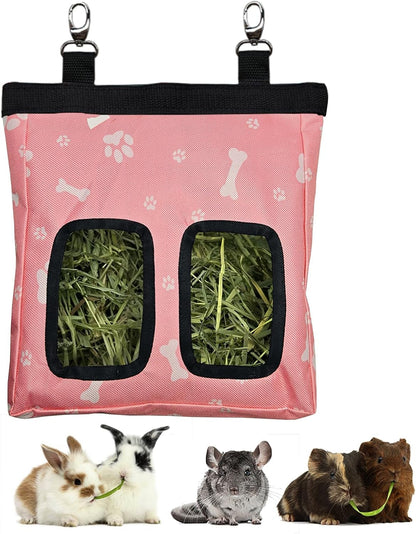 RIOUSSI Guinea Pig Hay Feeder, Hanging Rabbit Hay Feeder Bag. Blueflower | Upgraded Double Layer Fabric | Bite Resistant | Cleaner Hay & Less Mess | Small Animal Hay Holder for Bunnies & Chinchillas16