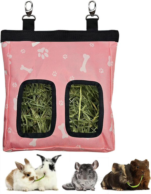 RIOUSSI Guinea Pig Hay Feeder, Hanging Rabbit Hay Feeder Bag. Blueflower | Upgraded Double Layer Fabric | Bite Resistant | Cleaner Hay & Less Mess | Small Animal Hay Holder for Bunnies & Chinchillas16