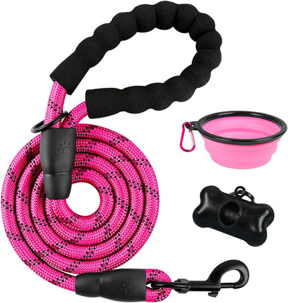 BARKBAY Dog Leashes for Large Dogs Heavy Duty Dog Leash 4/5/6 FT with Comfortable Padded Handle and Highly Reflective Threads for Medium Large Dogs Walking Training Running (5Ft-1/2'',Pink)46