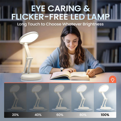 Rechargeable Table Lamp, 3600Mah Battery Operated Lamp Dorm Lamp | Cordless Lamp,10 Brightness,Portable,Small Size,Foldable,6-288H Endurance,Touch Control, Reading,Travel,Office,Nail,Emergency2