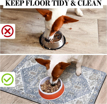 Dog Food Mats for Floors Absorbent, Pet Cat Food Mat - Non Slip Dog Bowl Mats for Food and Water, Eco-Friendly Boho Dog Placemats Feeding Mat Pet Supplies3