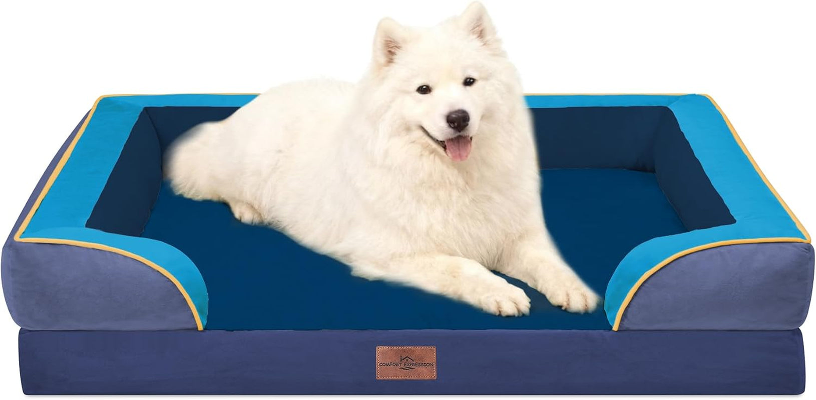 comfort-expression-orthopedic-dog-bed-for-extra-large-dogs-with-bolster-waterproof-dog-couch-bed-with-washable-cover-non-slip-bottom-supportive-egg-crate-foam-xl-pet-bed-42x30-inch