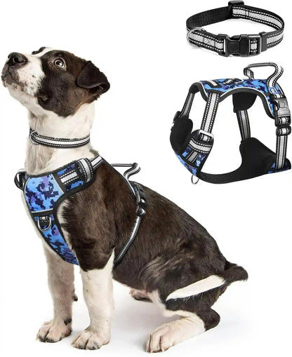 Dog Harness No Pull, Pet Harnesses with Dog Collar, Adjustable Reflective Oxford Outdoor Vest, Front/Back Leash Clips for Small, Medium, Large, Extra Large Dogs, Easy Control Handle for Walking28