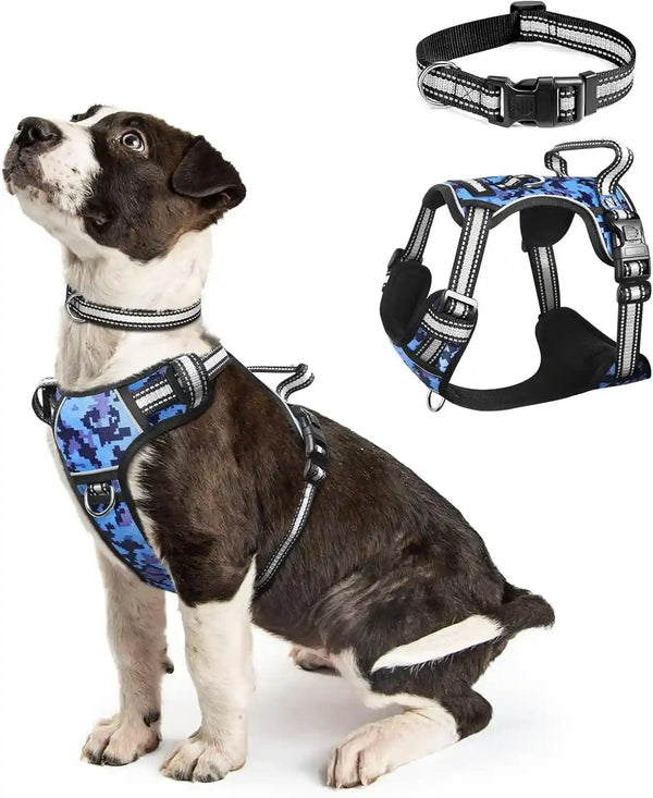 Dog Harness No Pull, Pet Harnesses with Dog Collar, Adjustable Reflective Oxford Outdoor Vest, Front/Back Leash Clips for Small, Medium, Large, Extra Large Dogs, Easy Control Handle for Walking28