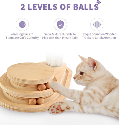 Made4Pets Kitten Toy Scratching Post for Indoor Cats with Ball Track | Interactive Cat Scratching Post with Natural Sisal Rope, Rolling Ball Track and Durable Plywood Base, Modern Home Décor3