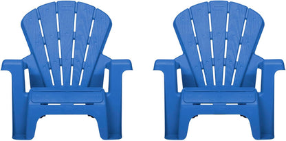 Kids Garden Chair 2 Pack in Blue, Outdoor Toddler Activity Adirondack Chairs for Picnic, Garden, Patio, Backyard & Beach, Outdoor Chair Set1