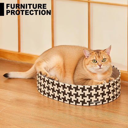 2-In-1 Cat Scratcher Cardboard Bed, round Cat Scratching Pad Bowl for Indoor Cats, Durable Corrugated Circle Cat Scratcher Lounge, Cozy Oval Cat Scratch Bed Furniture for Kittens & Medium Size Cats4