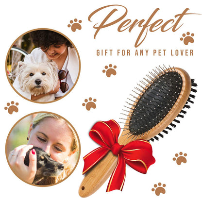 Kylepet Dog Brush, Double Sided Pet Slicker Brush with Bamboo Handle for Dogs and Cats Long Hair Pets Grooming Comb for Removing Shedding, Tangles and Dead Undercoat2