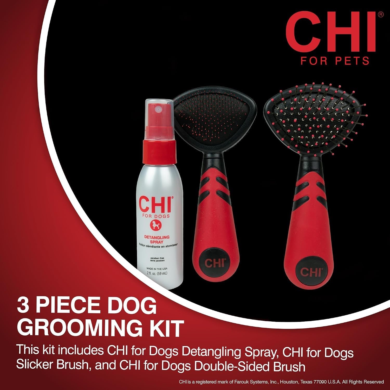 chi-for-dogs-small-dog-detangling-kit-3-piece-grooming-set-with-detangling-spray-slicker-brush-and-double-sided-pin-and-bristle-brush-for-small-breeds-with-tangles-and-mats-includes-zipper-pouch