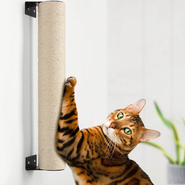 BEBOBLY Wall Mounted Cat Scratching Post for Indoor Cats | Kitten Wall Shelves Climbing Furniture| Sisal Rope Cat Claw Scratcher Tree | Solid Wooden Walkway for Cage Mounted Climbing Relaxing1