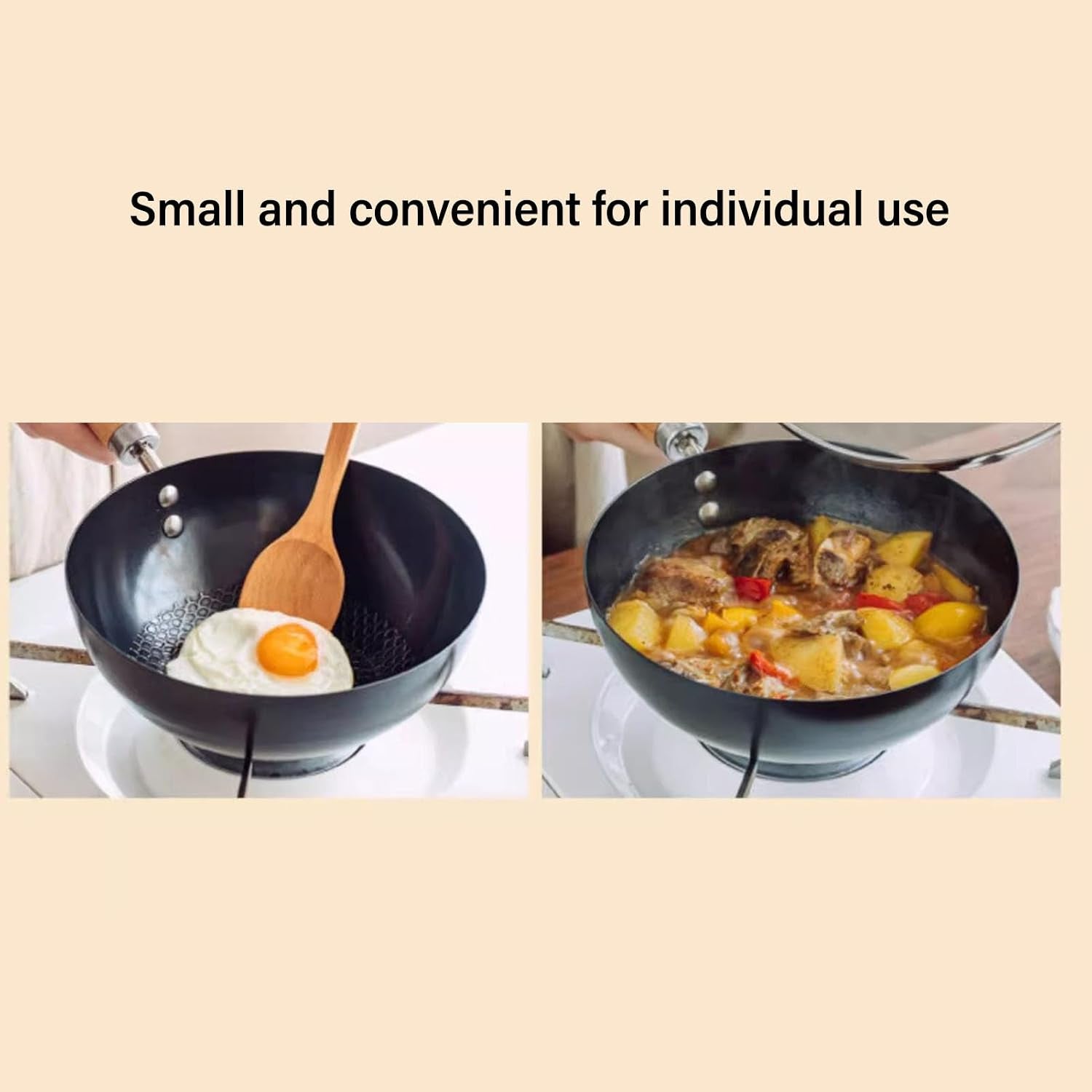 carbon-steel-wok-stir-fry-pans-set-with-lid-chinese-wok-even-heating-thick-coated-multifunctional-iron-pot-with-convenient-handle-for-daily-home-cooking-20cm