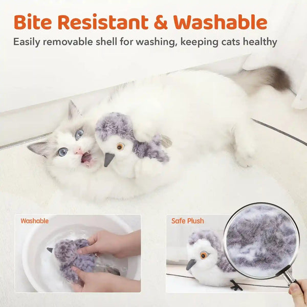 Potaroma Cat Toys Flapping Bird (No Flying), Lifelike Sandpiper Chirp Tweet, Rechargeable Touch Activated Kitten Toy Interactive Cat Exercise Toys for All Breeds Cat Kicker Catnip Toys 4.0" | Lifelike Sandpiper Chirp, Touch Activated, Rechargeable Kitten Kitty Exercise Catnip Kicker for All Breeds 4.0 Inches4
