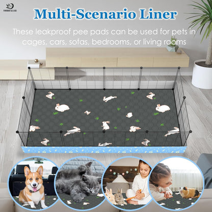 2-Pack Guinea Pig Cage Liner, 24" X 47" Reusable Guinea Pig Bedding Washable Absorbent Pee Pads for Dogs Rabbit Chinchilla Hamster, Leakproof & anti Slip7