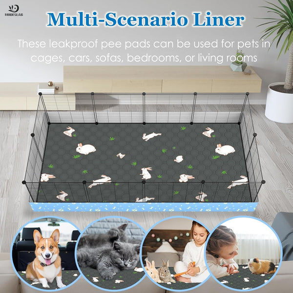 2-Pack Guinea Pig Cage Liner, 24" X 47" Reusable Guinea Pig Bedding Washable Absorbent Pee Pads for Dogs Rabbit Chinchilla Hamster, Leakproof & anti Slip7