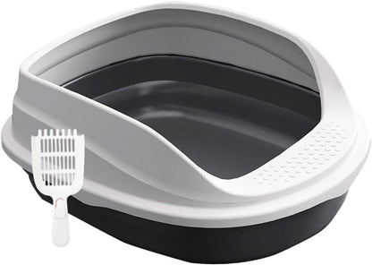 Pet Litter Pan with Scooper, Open Top Litter Box with High Sides, Non-Slip Bottom, Easy to Clean Cat Litter Tray for Indoor Cats- 45Cm8