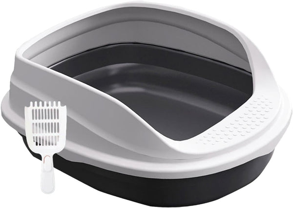 Pet Litter Pan with Scooper, Open Top Litter Box with High Sides, Non-Slip Bottom, Easy to Clean Cat Litter Tray for Indoor Cats- 45Cm8