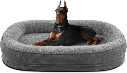JOEJOY Orthopedic Dog Beds Large Sized Dog, XL Egg-Crate Memory Foam Pet Couch Bed with Bolster Sides, Waterproof Lining, Removable Washable Cover & Non-Slip Bottom, Grey28