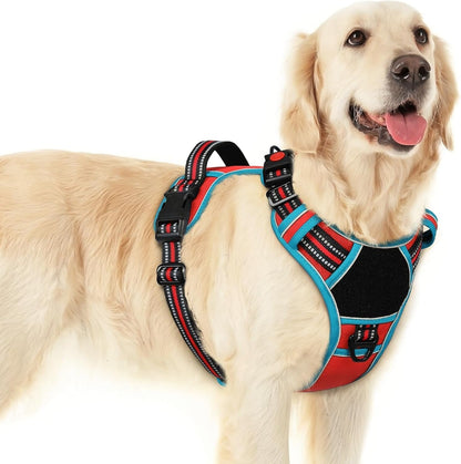 Eagloo Dog Harness No Pull for Large Dogs, Easy on & off with 3 Buckles | No Choke with Front Clip, Adjustable Fit, MOLLE System, Reflective Vest, Easy Control for Walking, Black, Large17
