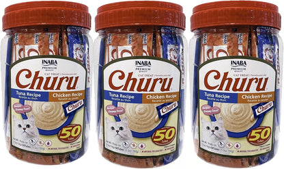 INABA Churu Lickable Grain-Free Purée Cat Treats, 25 Tuna & 25 Chicken | Grain-Free, Lickable, Squeezable Creamy Purée, Treat/Topper10