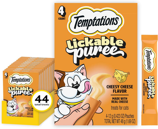 Temptations Creamy Puree Cat Treats, Chicken, Salmon & Tuna, 24 Count | under 15 Calories per Tube, Great for Senior Cats, No Chewing Required, No Added Sugar, Fillers, or Artificial Preservatives14