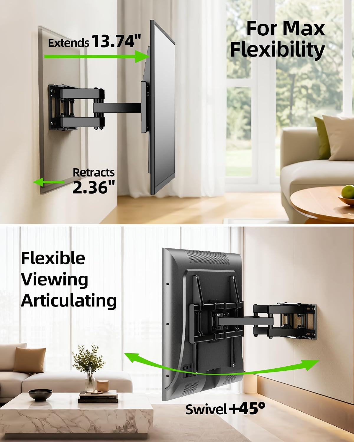 full-motion-tv-wall-mount-for-42-82-inch-tvs-up-to-120lbs-wall-mount-tv-bracket-with-articulating-swivel-tilt-extension-leveling-max-vesa-600x400mm-fits-12-16-wood-stud