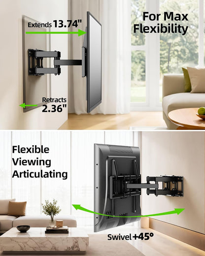 Full Motion TV Wall Mount for 42-82 Inch Tvs up to 120Lbs, Wall Mount TV Bracket with Articulating Swivel Tilt Extension Leveling, Max VESA 600X400Mm Fits 12/16" Wood Stud7