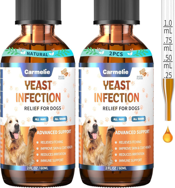 Carmelie Natural Yeast Relief for Dogs, Support Healthy Itch Relief, Ear Paw Discomfort Care, Itch Relief for Dog, Allergy Supports, Inflammation Relief for Dogs, 60Ml Bacon Flavor10