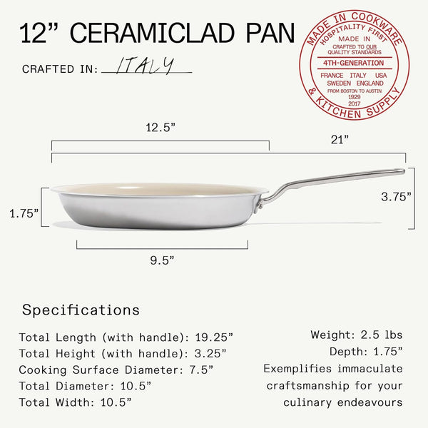 Made in Cookware - 12" Ceramiclad 2.0 Non Stick Frying Pan (Stainless Handle) - 5-Ply Stainless Clad with Stay-Cool Handle - Professional Cookware - Crafted in Italy - Induction Compatible3