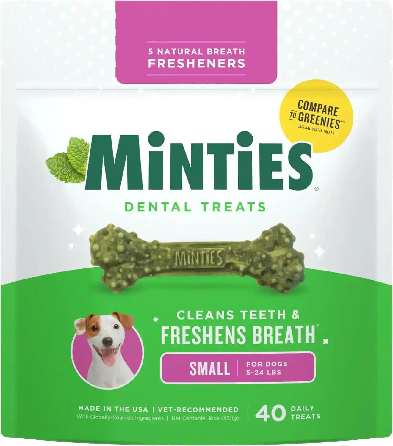minties-dog-dental-bone-treats-tiny-small-dental-dog-treats-16-ounces-cleans-teeth-fight-bad-breath-removes-plaque-and-tartar-40-count