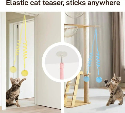 Potaroma Hanging Fluffy Cat Catnip Ball Toys 3 Pcs with Bell, Interactive Cat Teaser Retractable Toys Indoor Kitten Play Chase Exercise Physical Stimulation | Cat Teaser, Retractable Toys Indoor Kitten Play Chase Exercise Physical Stimulation5