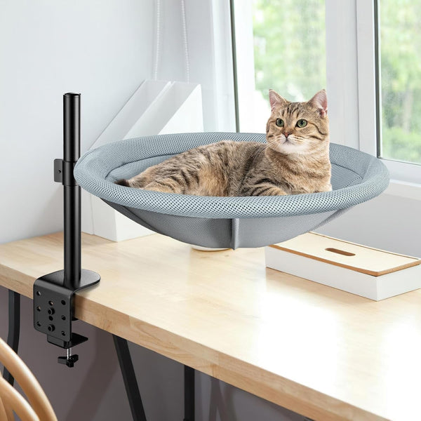 AIPERRO Cat Desk Bed - 360° Rotating & Height Adjustable Cat Hammock Perch, Sturdy Cats Bed for Desk with Removable Washable Cover, Supports up to 60Lbs, Perfect for Indoor Cats1