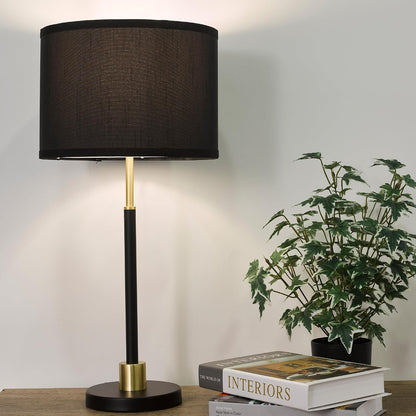 Table and Floor Lamp Set of 3 Pack Lamp Set with Black Linen Lampshade, Farmhouse Light Sets, Modern Table Lamps and Floor Lamp for Living Room, Bedroom, Nightstands, Black and Gold Splicing Finish7