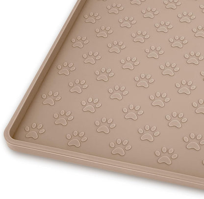 Ptlom Pet Placemat for Dog and Cat, Mat for Prevent Food and Water Overflow, Suitable for Small, Medium and Big Pet, 18" 12", Grey, Silicone26