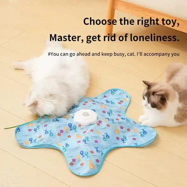 Rechargeable Automatic Cat Toy, 3-Mode Touch-Activated Interactive Toy with Random Motion, Concealed Feather & Squeaky Sound for Indoor Cats & Kittens (Blue)7